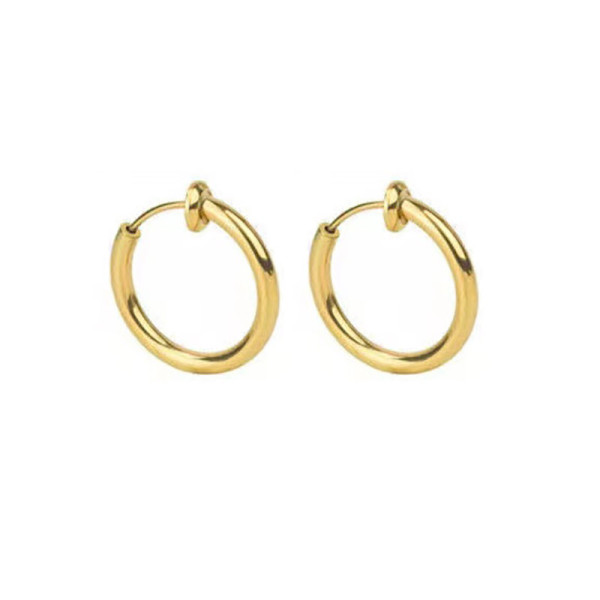 Créoles Clips 14 par 2mm – Acier Inoxydable 304 Doré