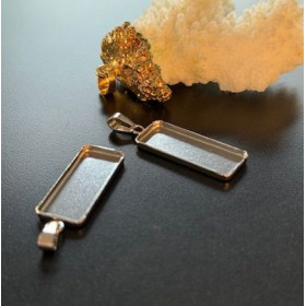 Supports  Pendentif Rectangle avec Bélière  25 x 10 mm – Acier Inoxydable 304 Argenté
