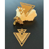 H11S079105 – Lot de 1 ou 2 Pendentifs estampes Double Triangle 45 mm – Acier inoxydable 304 Doré
