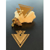H11S079105 – Lot de 1 ou 2 Pendentifs estampes Double Triangle 45 mm – Acier inoxydable 304 Doré