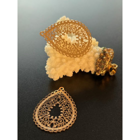 Estampes Pendentifs Filigrane Mandala goutte 35 mm – Métal Doré