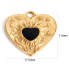Pendentifs Cœur Résine Émaillée Noir 17mm – Acier Inoxydable 304 Doré à l'or fin 18K