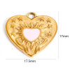 Pendentifs Cœur Résine Émaillée Rose 17mm – Acier Inoxydable 304 Doré à l'or fin 18K
