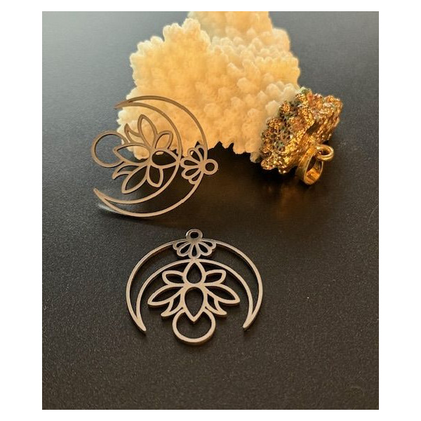 Pendentifs Fleur de Lotus 28mm – Acier Inoxydable 304 Argenté