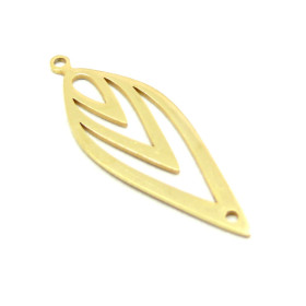 Pendentif Connecteur losange, Feuille 38mm – Acier Inoxydable Doré placage IONIQUE