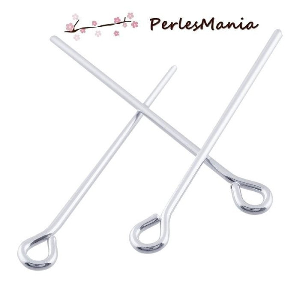 Tiges œil 70mm x 0,7mm – Argent Platine