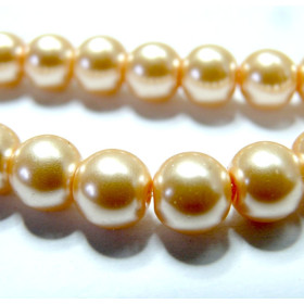 Perles de verre nacre champagne 6mm