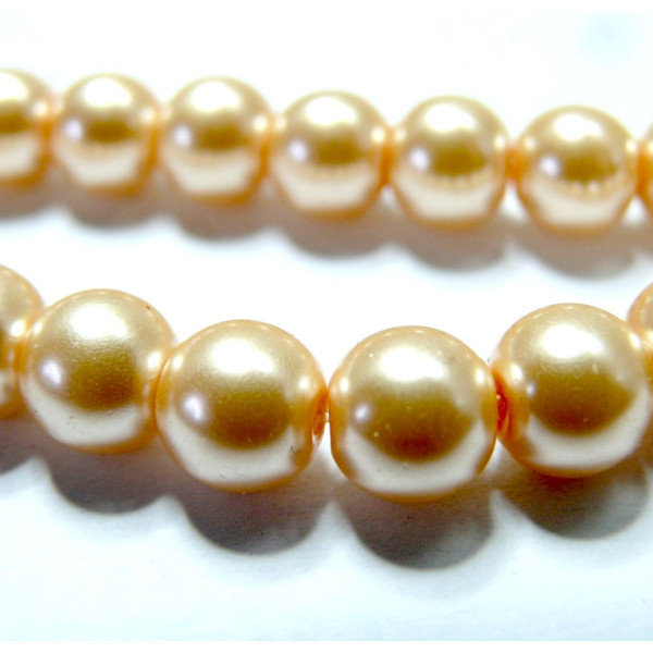 Perles de verre nacre champagne 6mm