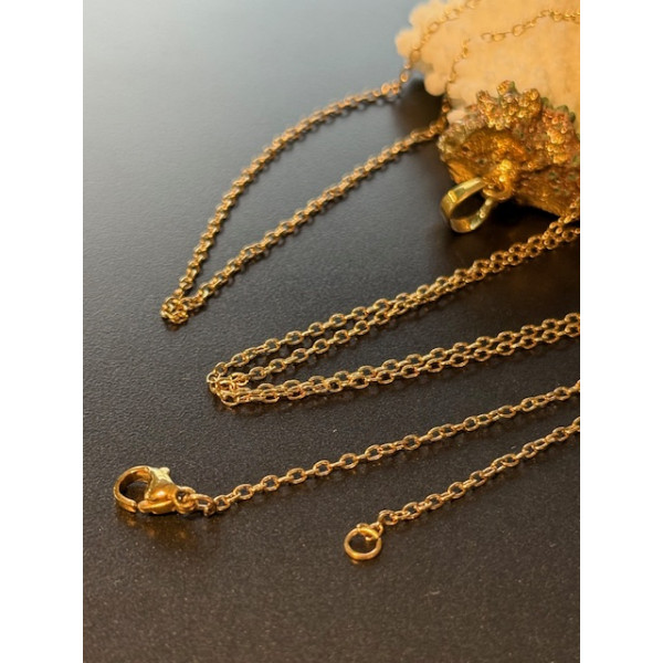 Sautoirs 80cm maille Jaseron fine 2x1.5 mm – Acier Inoxydable 304 Doré Placage Ionique