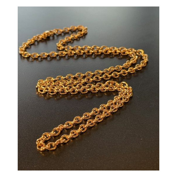 Sautoir 70 cm Maille Jaseron  – Acier Inoxydable 304 Doré à l’Or Fin 18K, Placage Ionique