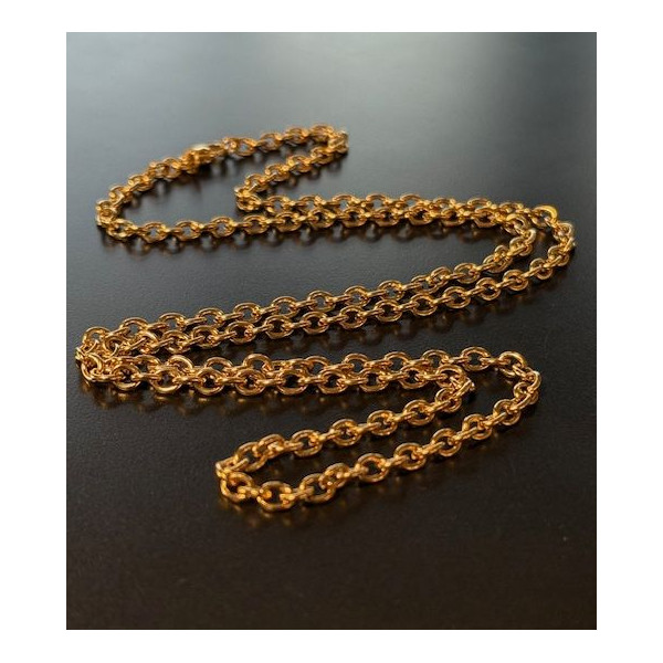 Sautoir 70 cm Maille Jaseron  – Acier Inoxydable 304 Doré à l’Or Fin 18K, Placage Ionique