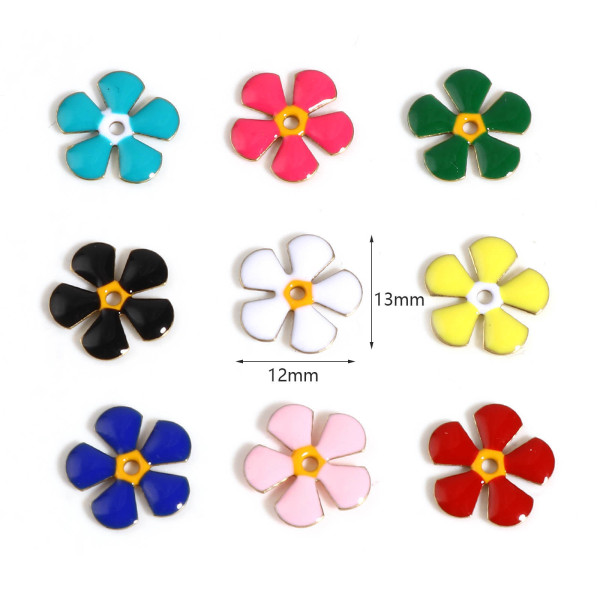 Perles intercalaires Fleur style vintage 13 mm – Résine Émaillée NOIR