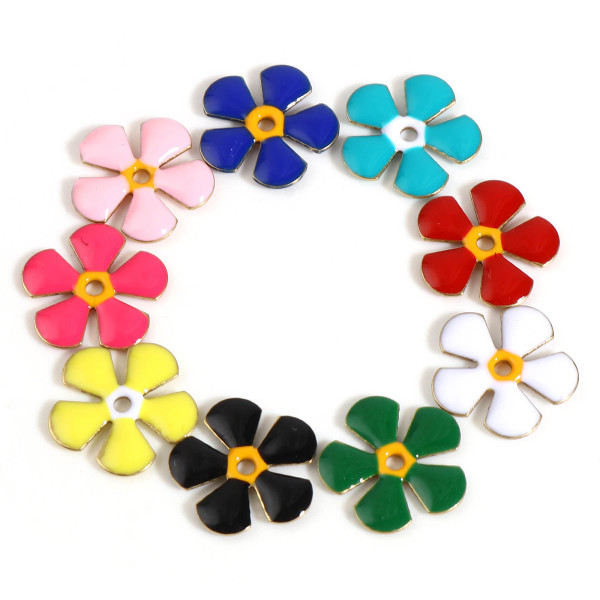 Perles intercalaires Fleur style vintage 13 mm – Résine Émaillée NOIR