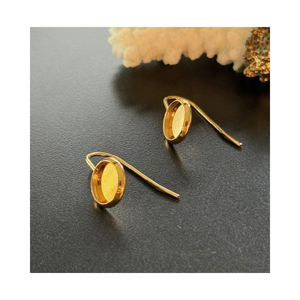 Supports de Boucle d'oreille Crochet 8mm  – Acier Inoxydable Doré