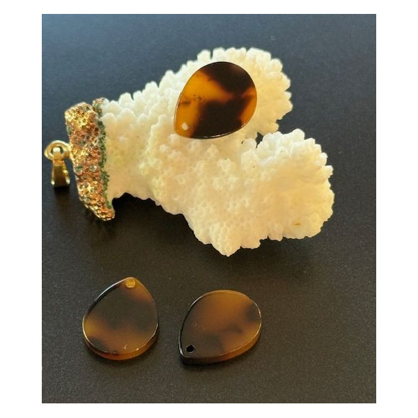 Pendentifs Goutte Résine Imitation Tortue 18 x 13.5 mm