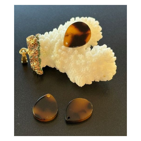 Pendentifs Goutte Résine Imitation Tortue 18 x 13.5 mm