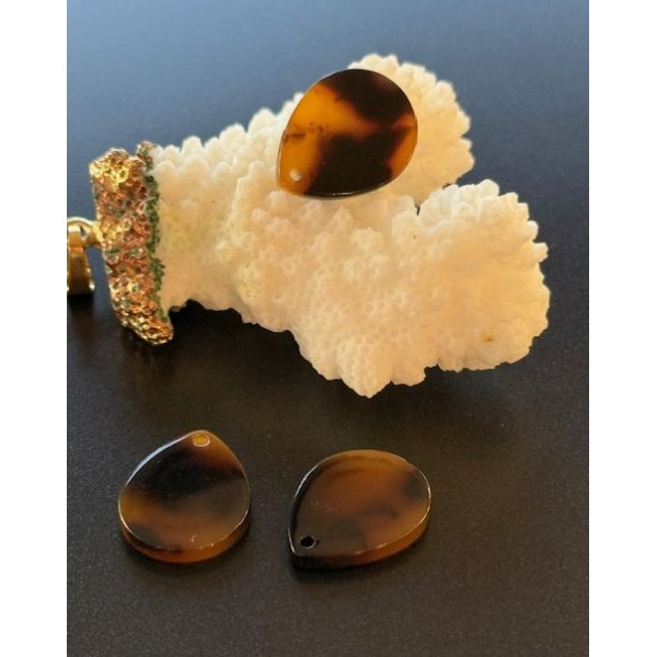 Pendentifs Goutte Résine Imitation Tortue 18 x 13.5 mm