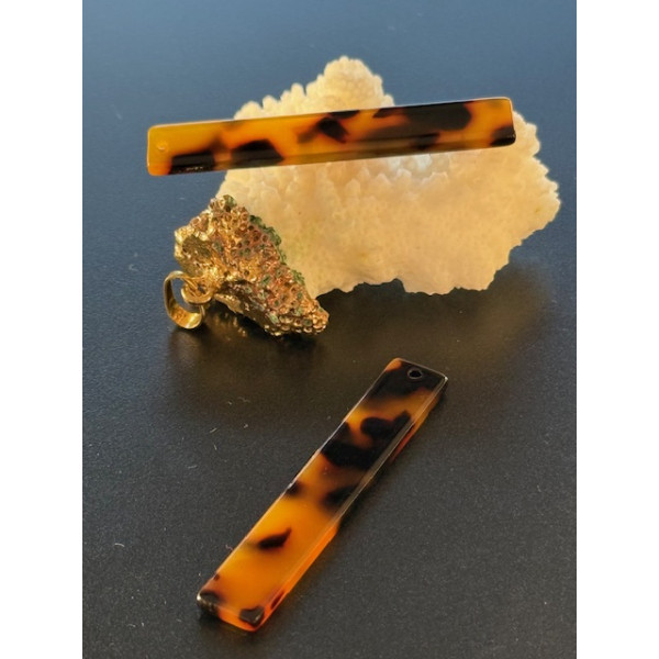 Pendentifs Rectangle Résine 53 x 7 mm, Imitation Tortue 53 x 7 mm