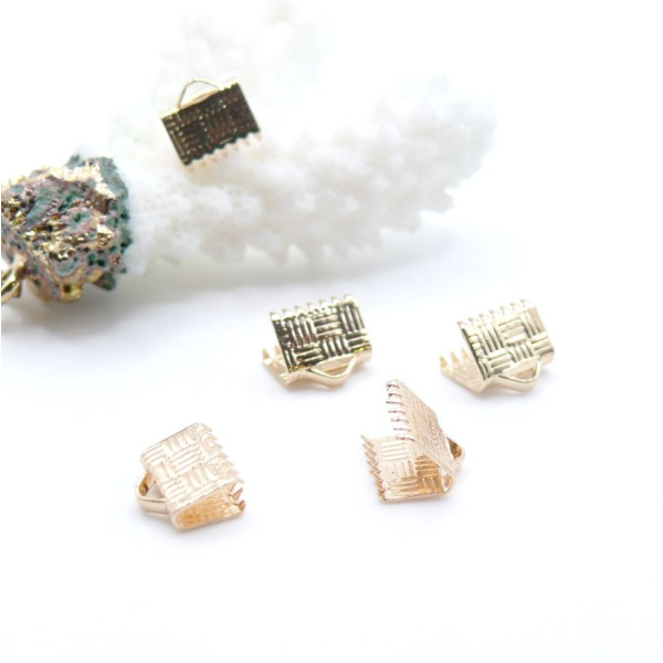 Embouts à Serré Serre Fils Griffes Pince Attache Ruban 10mm – Laiton Plaqué Or 18KT