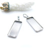 Supports  Pendentif Rectangle avec Bélière  25 x 10 mm – Acier Inoxydable 304 Argenté