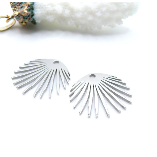 Pendentifs  Éventail 18 mm – Acier Inoxydable 316 Argenté