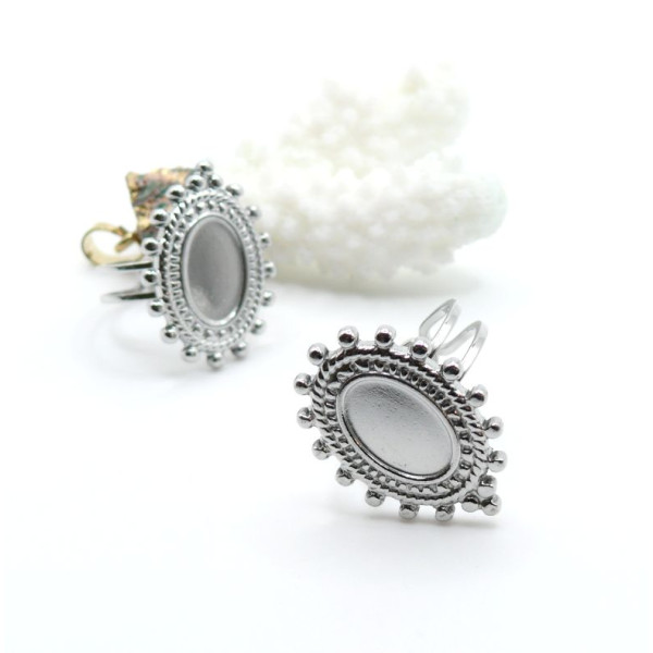 Supports de Bague Ovale ARTY 12x8mm, Anneau Double, Acier Inoxydable 304 Argenté