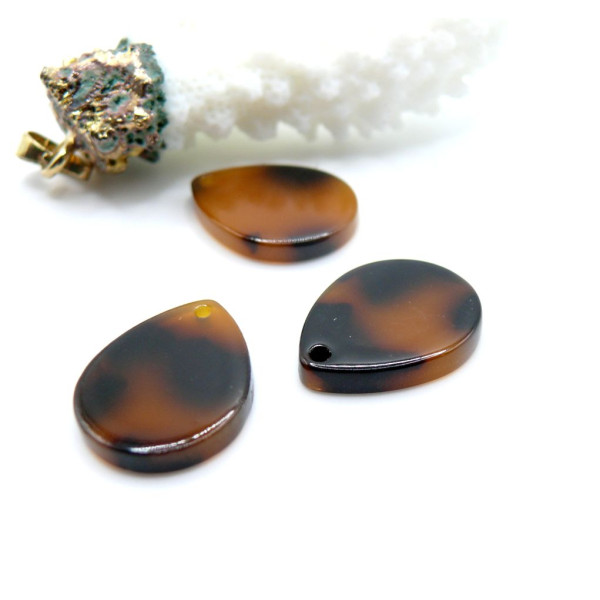 Pendentifs Goutte Résine Imitation Tortue 18 x 13.5 mm