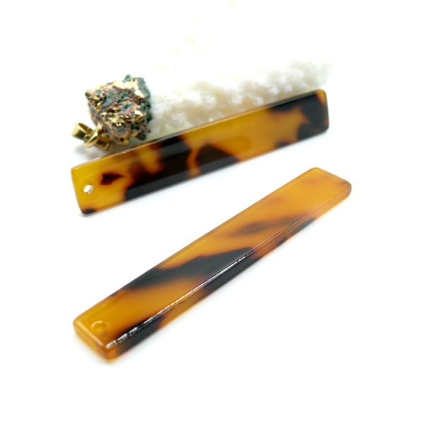Pendentifs Rectangle Résine 53 x 7 mm, Imitation Tortue 53 x 7 mm
