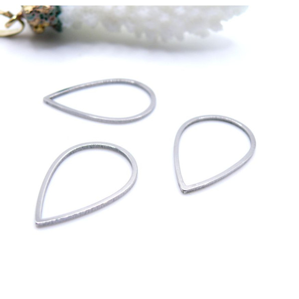 Pendentifs Connecteur Goutte 21mm – Acier Inoxydable 304 Argenté