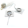 Supports de Boucles d’oreilles Carré martelé 12 mm – Acier Inoxydable 304 Argenté