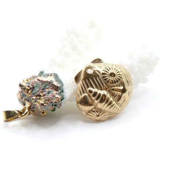 Pendentifs Coquillage Style Vintage 20 mm – Acier Inoxydable 304 Doré, Placage Ionique