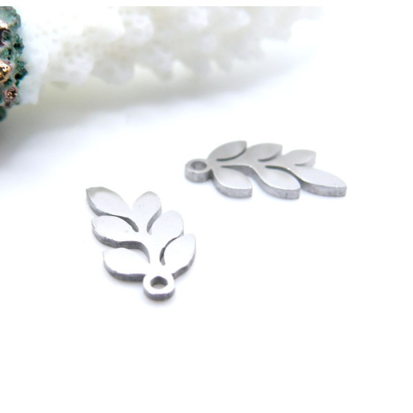 Pendentifs Feuille 14 mm – Acier Inoxydable 304 Argenté