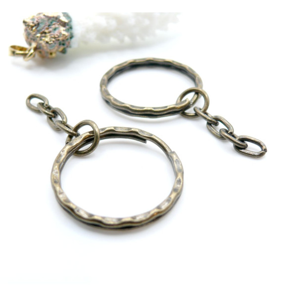 Porte-Clés 25mm métal couleur Bronze avec chaîne