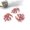Pendentifs Branche de Corail 20 x 15 mm – Résine Émaillée ROUGE, Laiton Doré