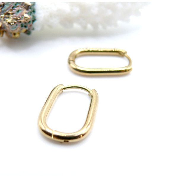 Créoles Ovales 17 x 2 mm – Acier Inoxydable 304 Doré à l’or fin 18K – IONIQUE