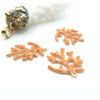 Pendentifs Branche de Corail 20 x 15 mm – Résine Émaillée ORANGE, Laiton Doré