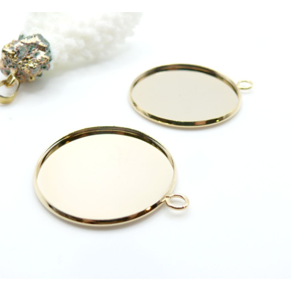 Supports de Pendentifs 30 mm – Acier Inoxydable 304  Doré à l'or fin 24K
