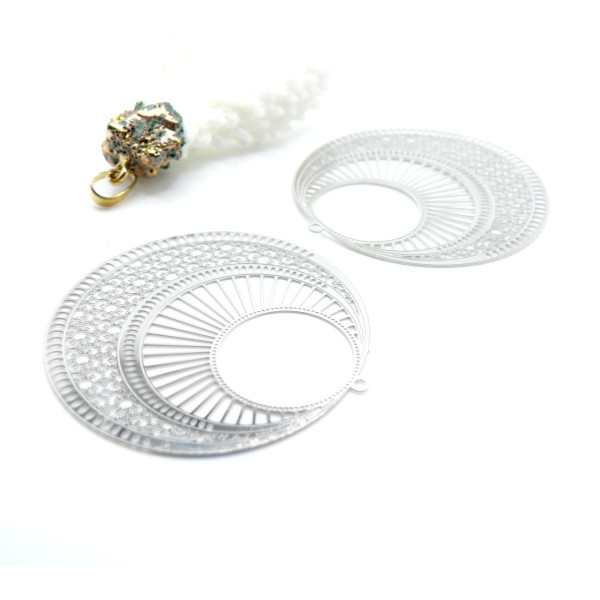 Pendentifs Estampes Cercle 49 mm – Acier Inoxydable 304 Argenté