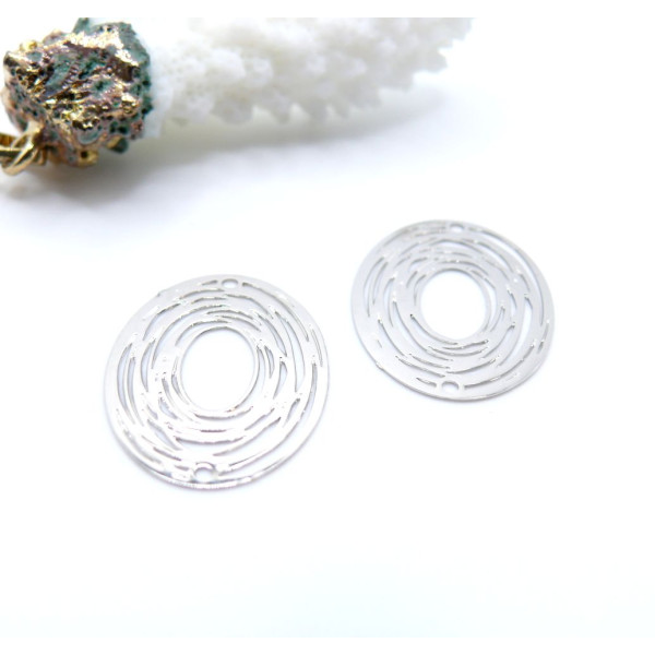 Estampes Pendentif Filigrane Ovale 23x17mm – Métal Argenté