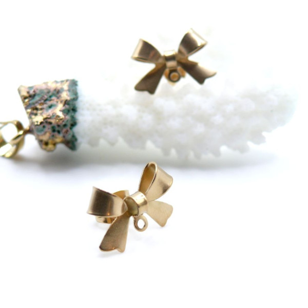 Boucles d’Oreilles Nœud avec Anneau d’Attache 10 mm – Acier Inoxydable 304 Doré