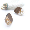 Boucles d’Oreille Puce Galet bois et résine avec inclusion 10 par 23mm – Bois Naturel avec Trou