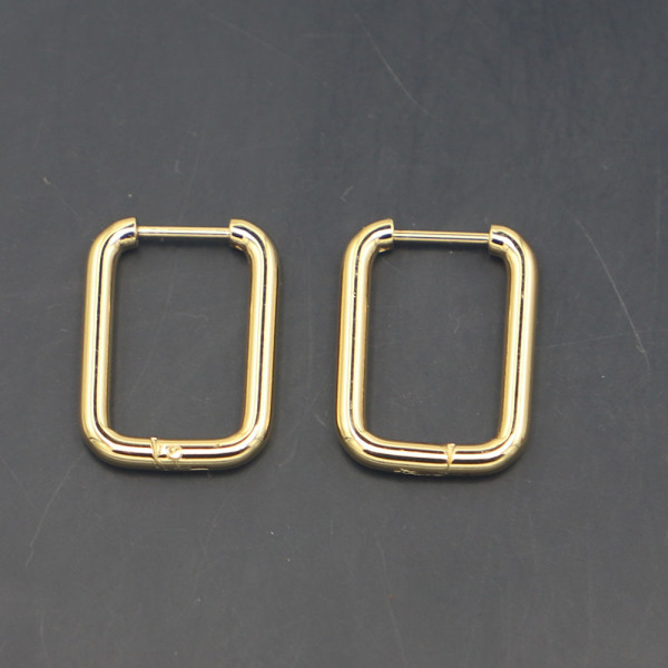 Créoles Ovale Rectangle 20mm – Acier Inoxydable 304 Doré