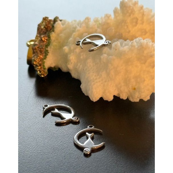 Pendentifs Chat sur lune 15mm – Acier Inoxydable 304 Argenté