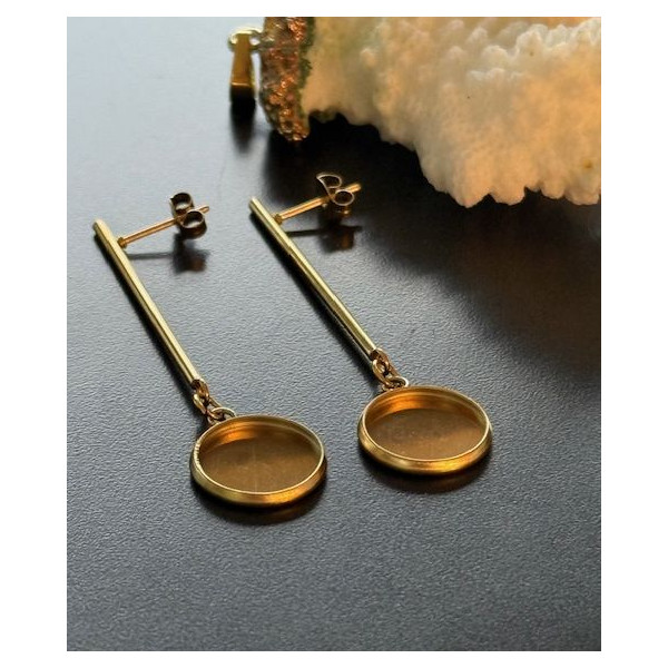 Supports de Boucles d’Oreilles avec Tige 12 mm – Acier Inoxydable 304 Doré