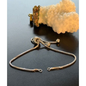 Bracelet Réglable 23cm avec Intercalaire, maille Paloma 1mm, Cuivre finition Argent Vif