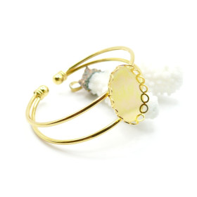 Support de Bracelet Vague pour Cabochon Ovale 18x25mm – Cuivre Doré