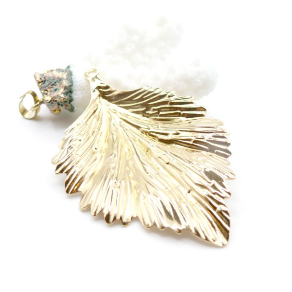 Pendentif Feuille 62mm – Acier Inoxydable 304 Doré à l'or fin 18K, PVD