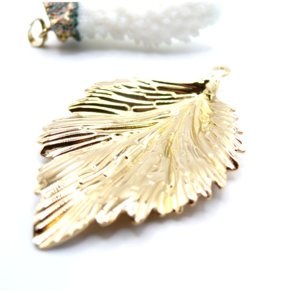 Pendentif Feuille 62mm – Acier Inoxydable 304 Doré à l'or fin 18K, PVD