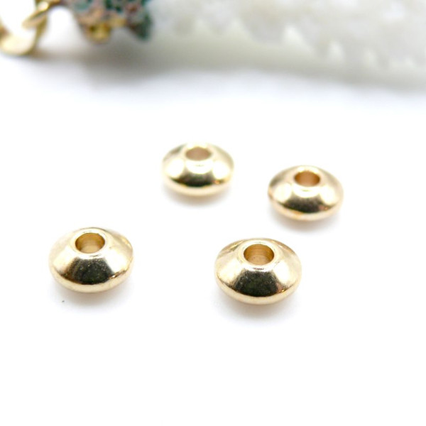Perles à Écraser Rondelles 6x3mm – Acier Inoxydable 304 Doré à l'or fin 24K