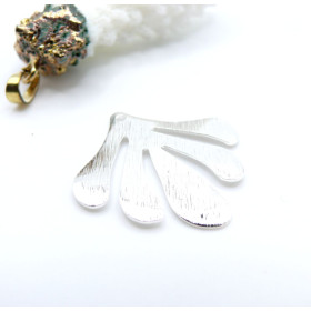 Pendentifs Texturés Feuille 31 mm – Laiton Finition Argent 925